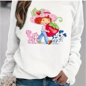 Strawberry Shortcake Long Sleeve Shirt Top Women’s Plus Size XL White